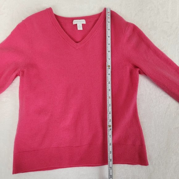 Y2K Charter Club Pink Merino Wool Sweater V Neck Ribbed Cuffs Womensβ XL Small - Picture 10 of 12